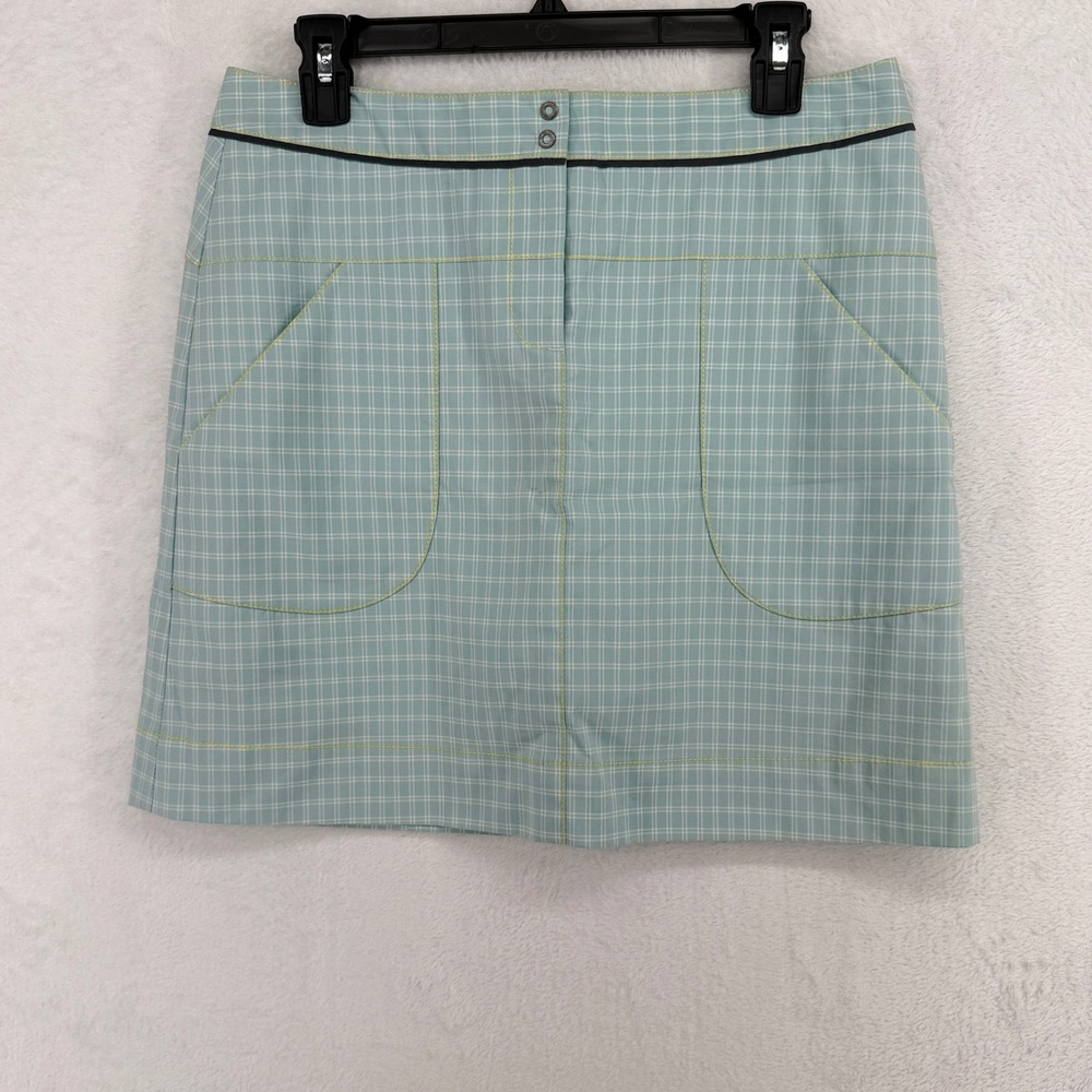 Cutter & Buck Skort Womens Size 4 Light Blue Plaid Golf Tennis Athletic Skirt